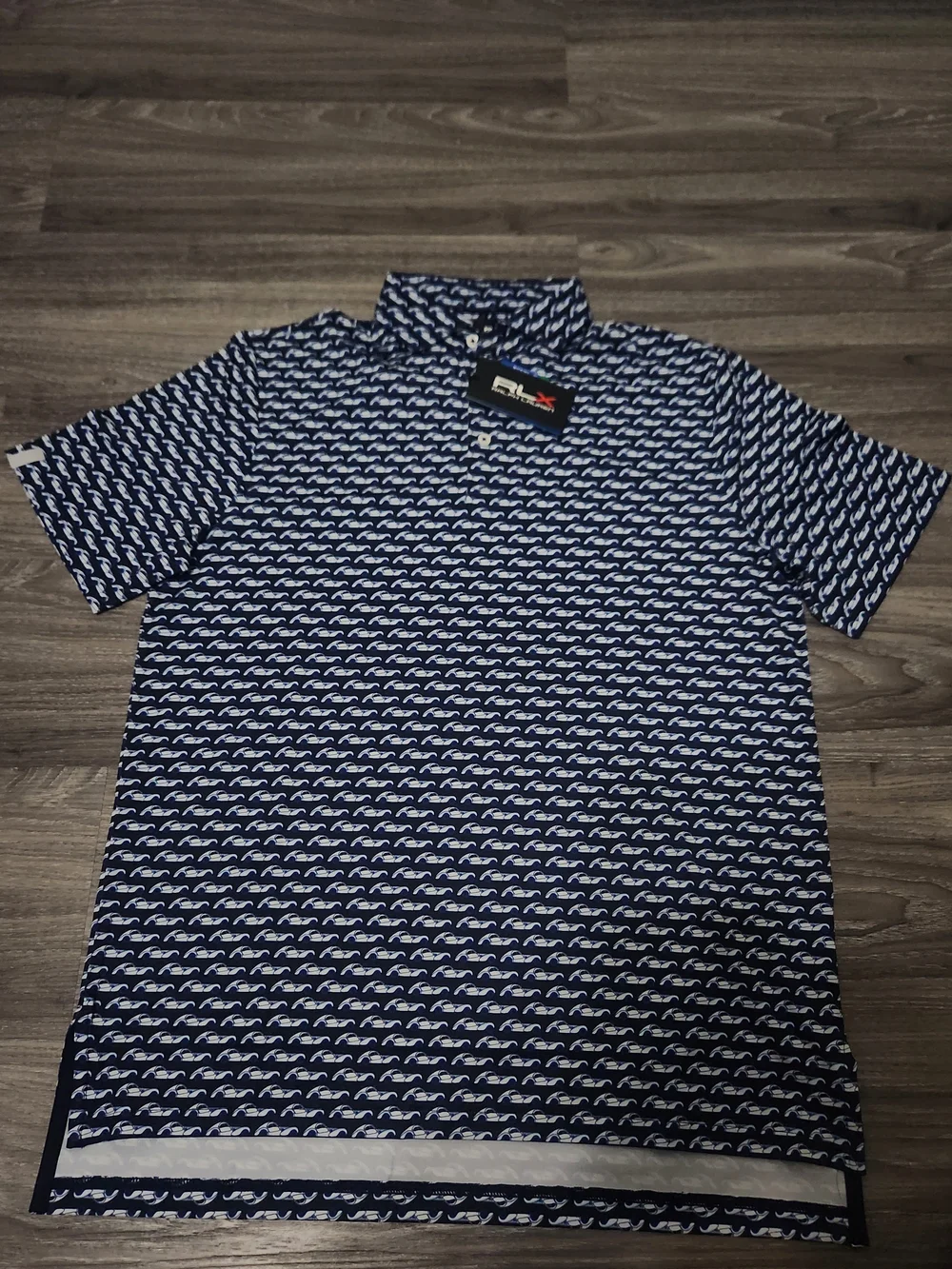 Ralph Lauren Navy Polo with White Pattern